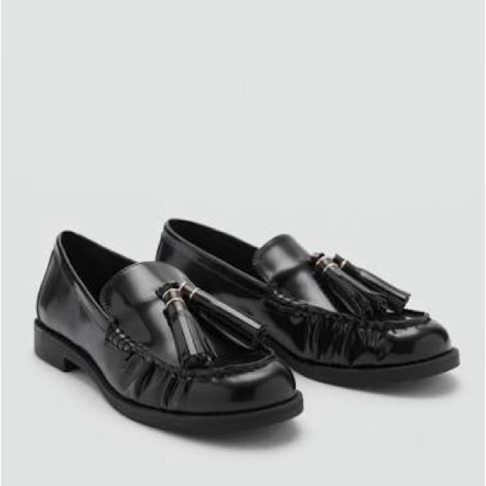 $139 NEW Mango MNG leather Loafers with Tassels in Black Euro 37 US 6.5 - Picture 11 of 11